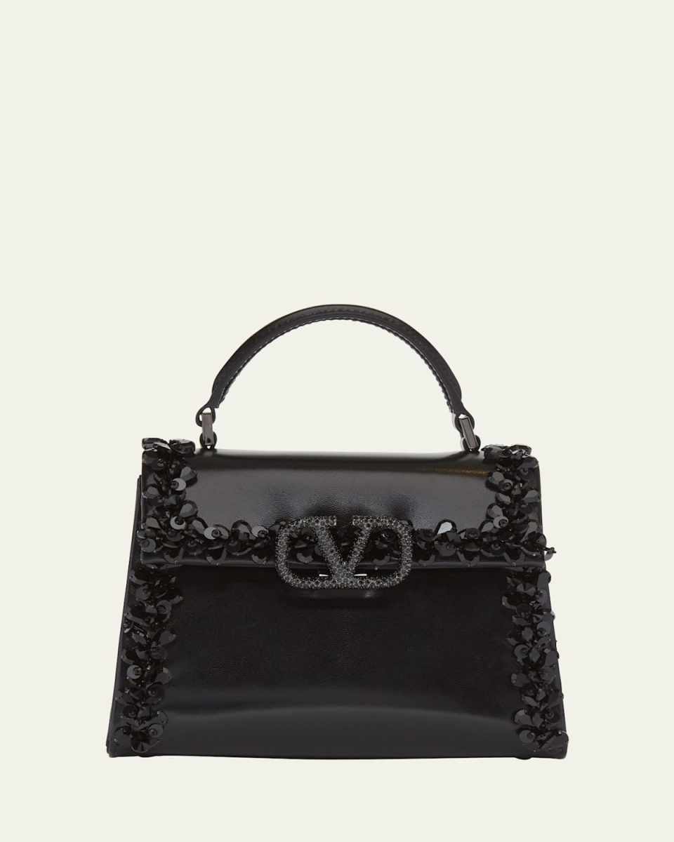 VSLING Mini Sequined Leather Top-Handle Bag